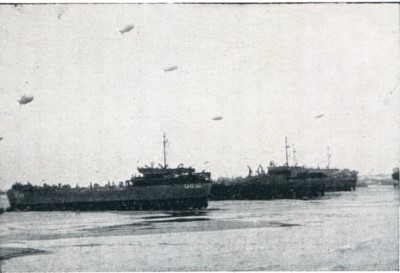 LST's unloading on Utah Beach 