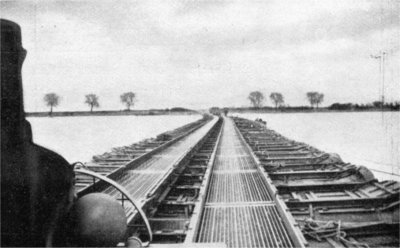 Crossing pontoon bridge across the Rhine